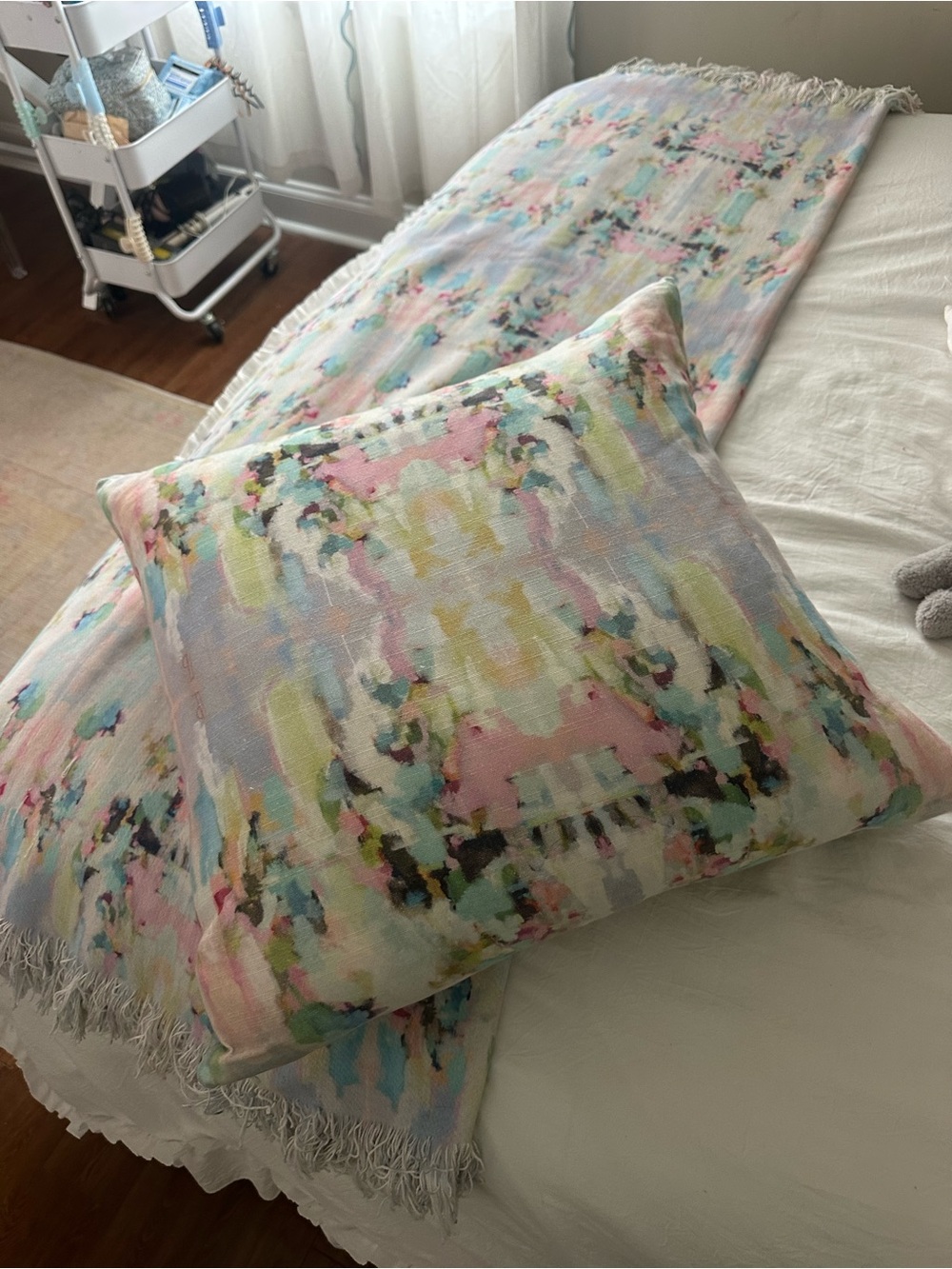 Pastel Watercolor Decorative Pillow - Multicolor Accent